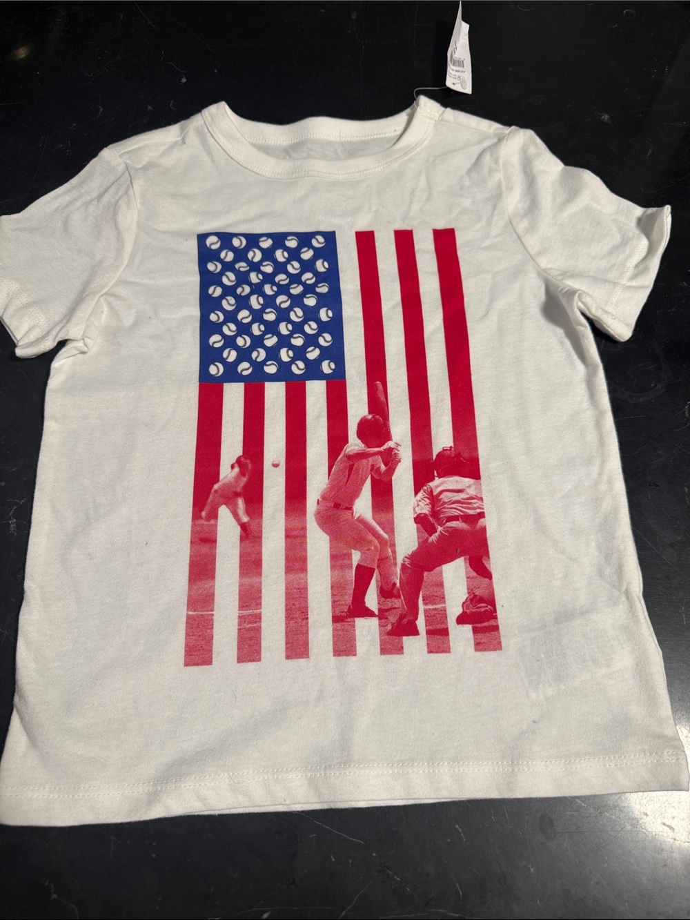 GAP White Kids Baseball Flag Graphic Tee